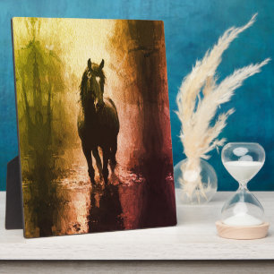 Mystical Black Horse – Dark Fantasy Equestrian Plaque