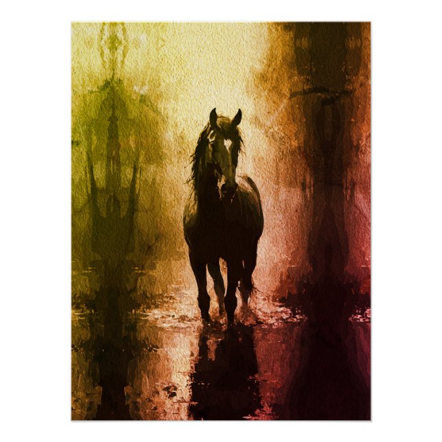 Mystical Black Horse – Dark Fantasy Equestrian Poster (Front)