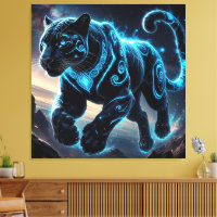 Mystical Black Panther with Glowing Patterns