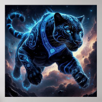 Mystical Black Panther with Glowing Patterns