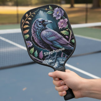 Mystical Black Raven Art Pickleball Paddle