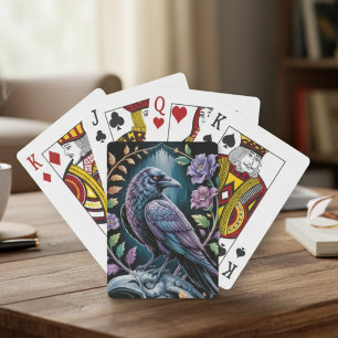 Mystical Black Raven Art Playing Cards