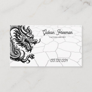 Mystical Black & White Dragon Tattoo Artist Business Card