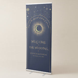 Mystical Blue Arch Midnight Blue Wedding Retractable Banner