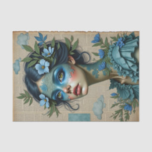 Mystical Blue Dreamer with Lace Mask   Spring  Tissue Paper