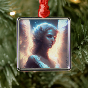Mystical Blue Eyed Angel Metal Tree Decoration