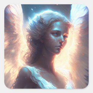 Mystical Blue Eyed Angel Square Sticker