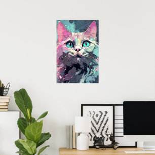 Mystical Blue Eyes Kitten   Cute Cat Poster