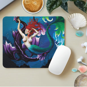 Mystical Blue Fantasy Mermaid Purple Water Dragon Mouse Mat