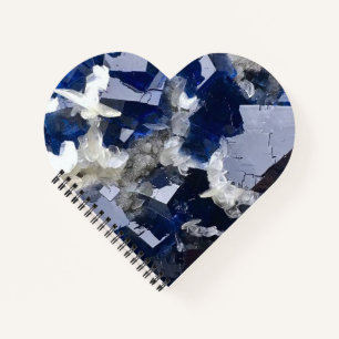 Mystical Blue Fluorite Crystal Heart Calm Serenity Notebook