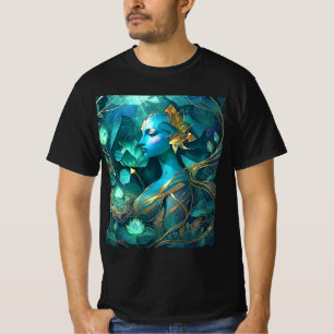 Mystical Blue Goddess Fantasy Art T-Shirt Ethere
