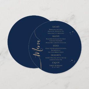 Mystical Blue Gold Sun Moon Stars Space Wedding Menu