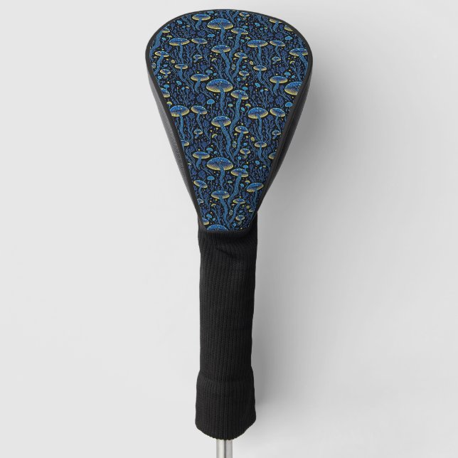 Mystical Blue Mushroom Golf Head Cover (Front)
