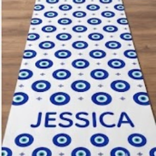 Mystical Blue Nazar Evil Eye Amulet Pattern Yoga Mat