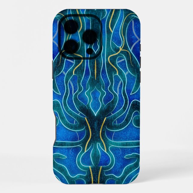 Mystical Blue Neon Ocean Kelpie Pattern iPhone Case (Back)
