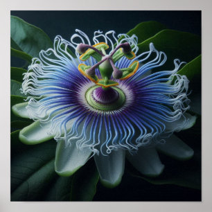 Mystical Blue Passionflower in Dramatic Light Poster