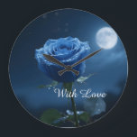 Mystical Blue Rose  Timeless Heirloom Gift Floral Large Clock<br><div class="desc">Bring timeless elegance to your home with this enchanting blue rose wall clock. A blend of romance and function,  it’s perfect as stylish décor or a personalised gift for weddings,  anniversaries,  and romantic celebrations.</div>