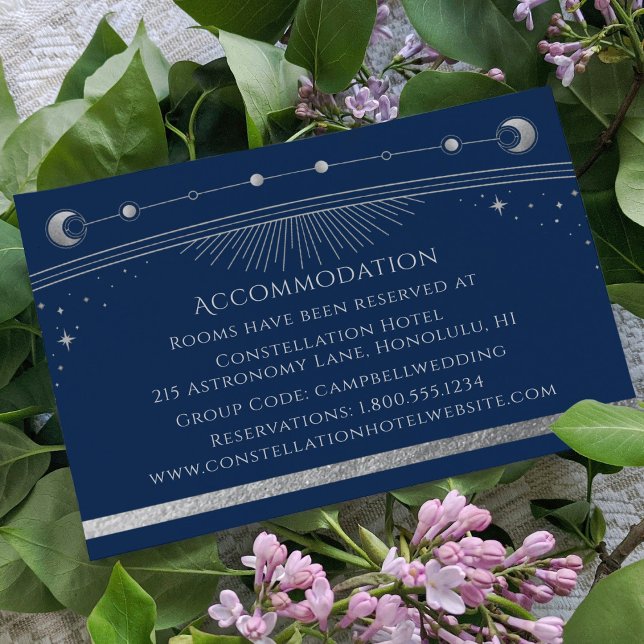 Mystical Blue Silver Sun Moon Stars Accommodation Enclosure Card (Creator Uploaded)