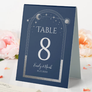 Mystical Blue Silver Sun Moon Stars Wedding