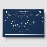 Mystical Blue Silver Sun Moon Stars Wedding