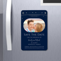Mystical Blue Silver Sun Moon Stars Wedding
