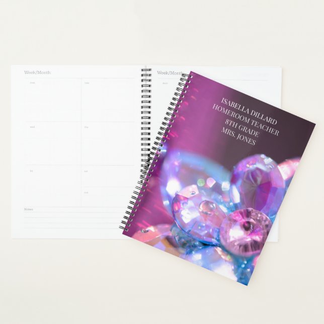  Mystical Blue Violet Jewels School Classroom  Planner (Display)
