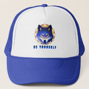 Mystical Blue Wolf Head Trucker Hat