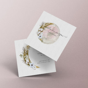 Mystical Bohemian Moon Elegant Square Business Card