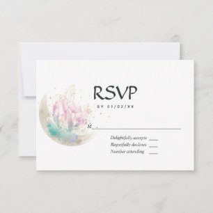 Mystical Boho Crystal Moon Wedding RSVP Card