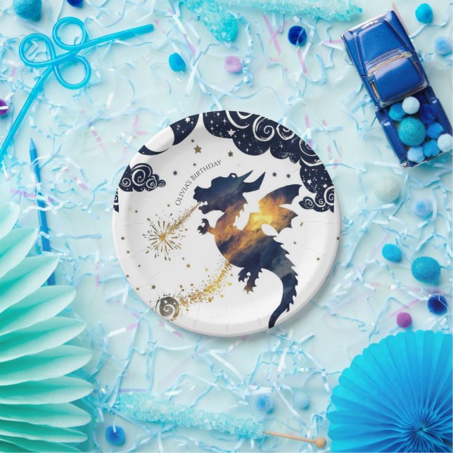 Mystical Boho Dragon Birthday Paper Plate (Party)