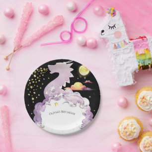 Mystical Boho Dragon Birthday Paper Plate