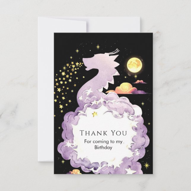  Mystical Boho Dragon Birthday Thank You Card (Front)