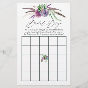 Mystical Boho Succulent Bridal Shower Bingo