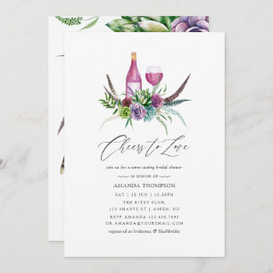 Mystical Boho Succulent Bridal Shower Wine Tasting Invitation