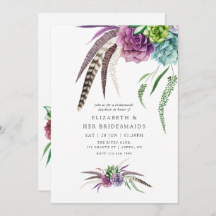 Mystical Boho Succulent Bridesmaids Luncheon Invitation