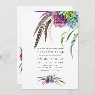 Mystical Boho Succulent Rehearsal Dinner Invitation