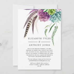 Mystical Boho Succulent Wedding Reduced Guest List Announcement