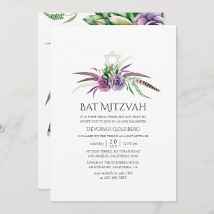 Mystical Boho Succulents Bat Mitzvah Invitation