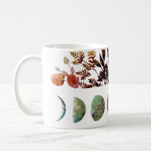 Mystical Botanical Autumn Moon Cycle Bouquet Coffee Mug