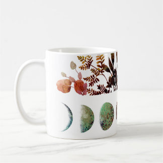 Mystical Botanical Autumn Moon Cycle Bouquet Coffee Mug