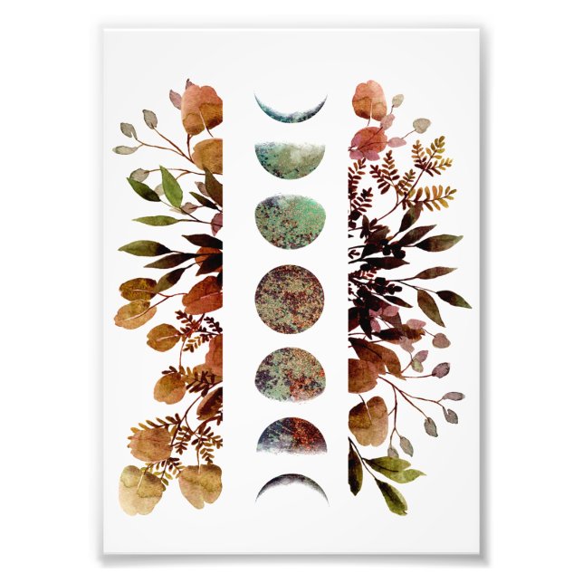 Mystical Botanical Autumn Moon Cycle Bouquet Photo Print (Front)