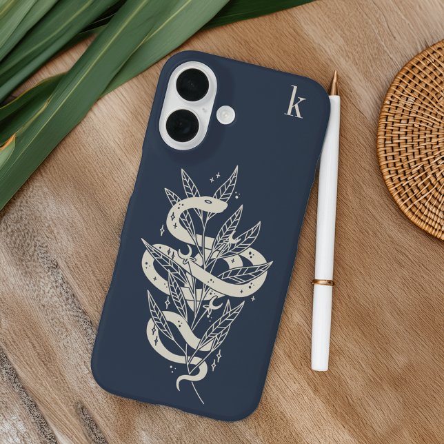 Mystical Botanical Snake Illustration Monogram Case-Mate iPhone Case (Creator Uploaded)