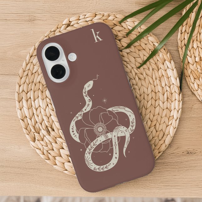 Mystical Botanical Snake Illustration Monogram Case-Mate iPhone Case (Creator Uploaded)