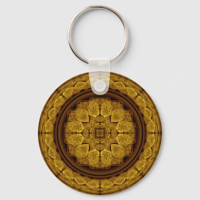 Mystical bright fractal ornament key ring (Front)