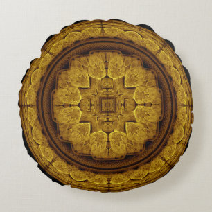 Mystical bright fractal ornament round cushion