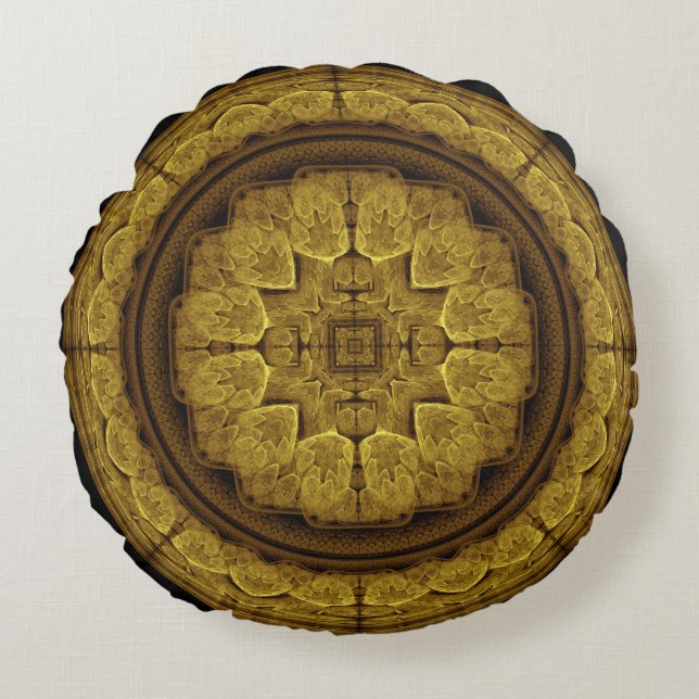 Mystical bright fractal ornament round cushion (Front)