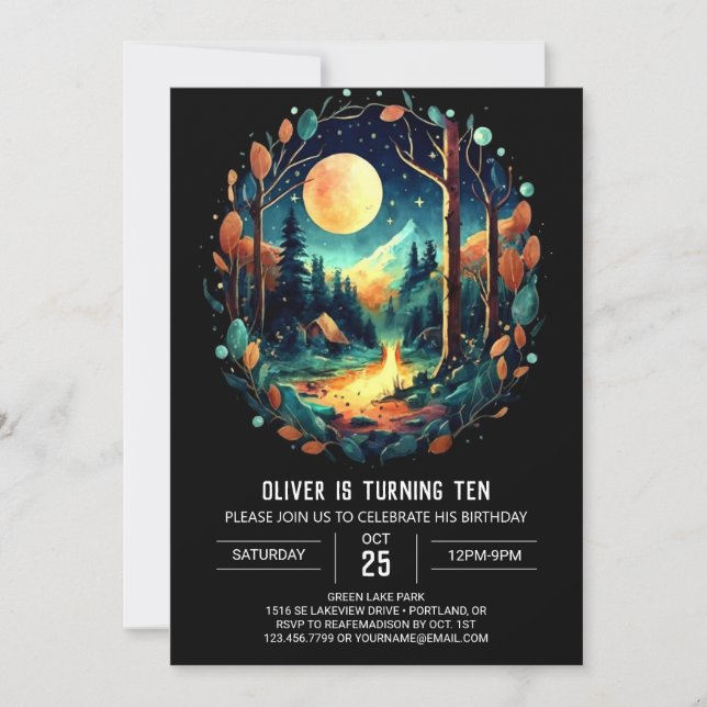 Mystical Brushwood Elegant Birthday Invitation (Front)