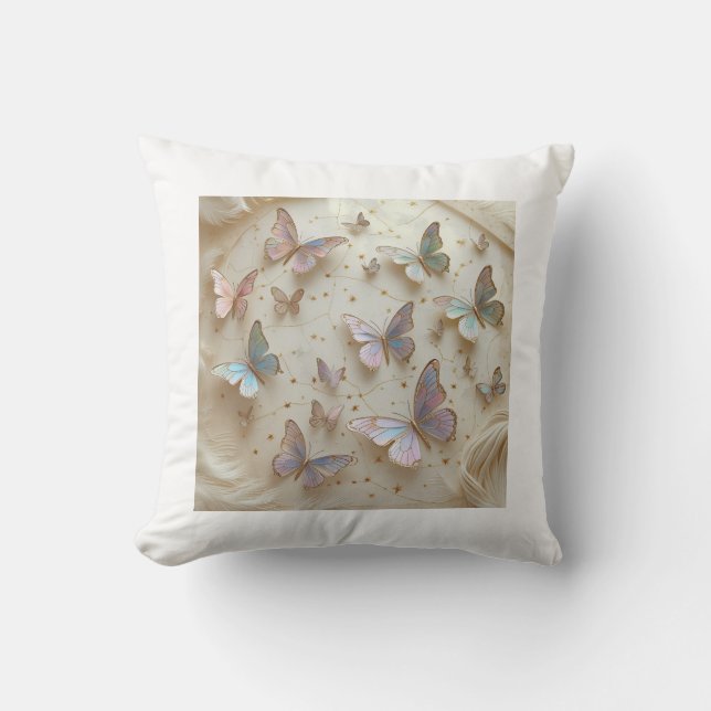 Mystical Butterfly Constellation T-Shirt Cushion (Front)