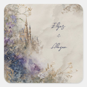 Mystical Castle Enchanted Forest Wedding  Square Sticker