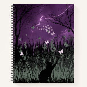 Mystical Cat & Butterfly Forest  Notebook